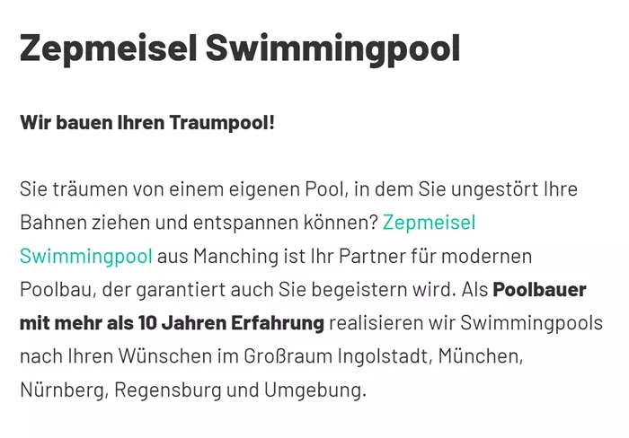 Swimmingpool für  Erding (Große Kreisstadt), Eitting, Wörth, Walpertskirchen, Oberding, Moosinning, Bockhorn oder Neuching, Berglern, Fraunberg
